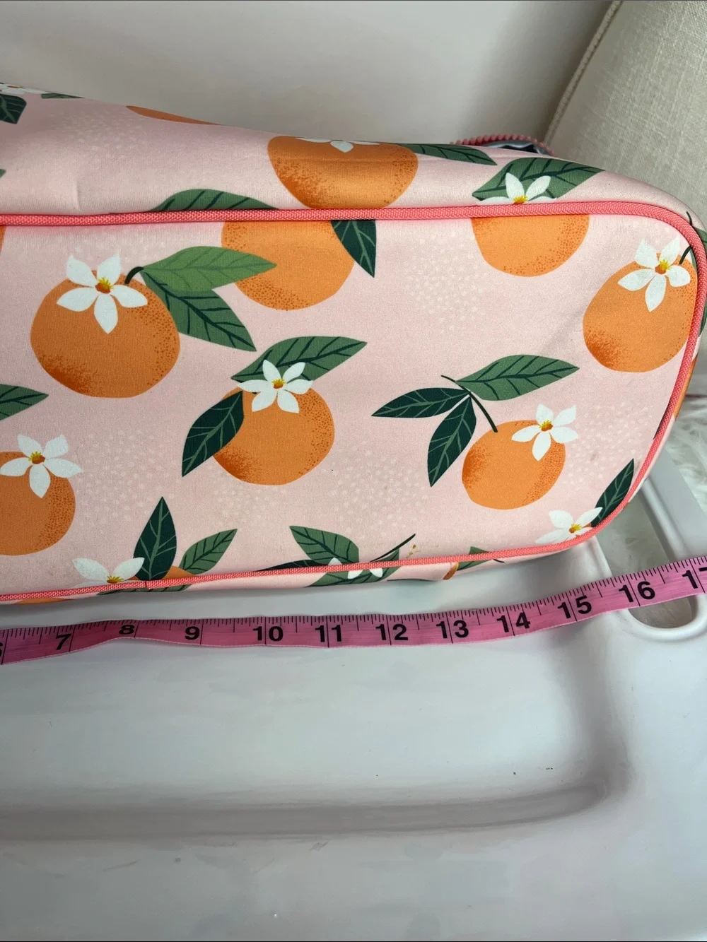 Clear Beach Tote/Thermal Bag  with Orange Blossom Print